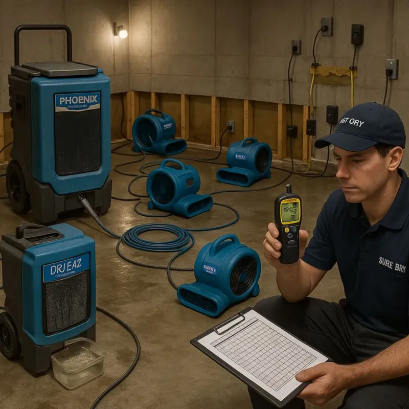 Structural Drying and Dehumidification process in Wolcott, CT